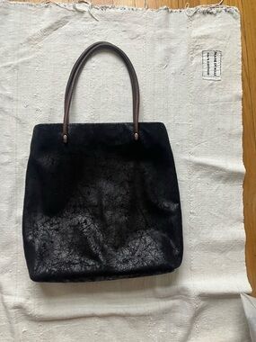 Vintage ELAINE ARSENAULT Black Sueded Tote * Fits 13" Laptop
